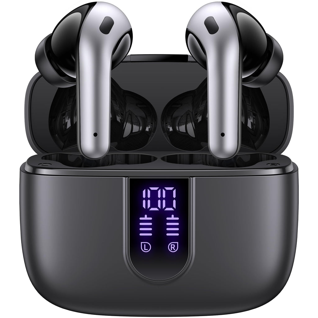 TAGRY Bluetooth Headphones True Wireless Earbuds 60H Playback LED Power Display Earphones with Wireless Charging Case IPX5 Waterproof in-Ear Ear buds with Mic for TV Smart Phone Laptop Computer Sports