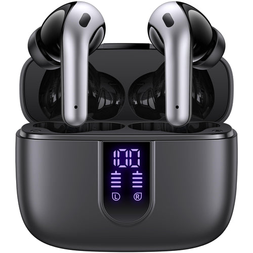 TAGRY Bluetooth Headphones True Wireless Earbuds 60H Playback LED Power Display Earphones with Wireless Charging Case IPX5 Waterproof in-Ear Ear buds with Mic for TV Smart Phone Laptop Computer Sports